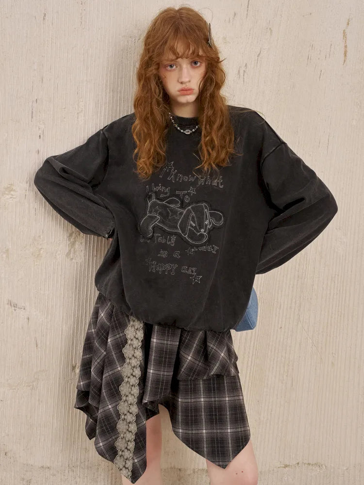 Oversized Long-Sleeve Pullover Sweatshirt【s0000014050】