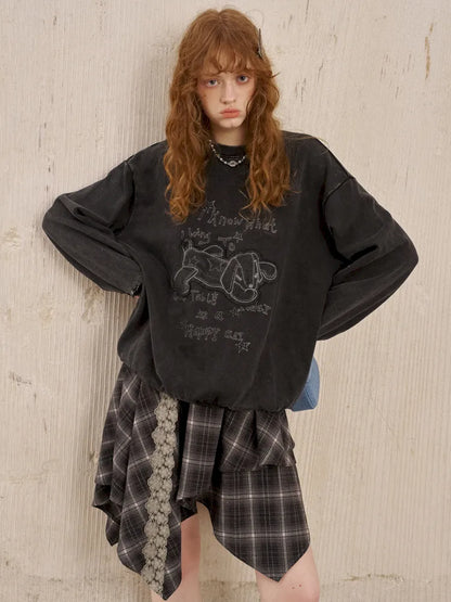 Oversized Long-Sleeve Pullover Sweatshirt【s0000014050】