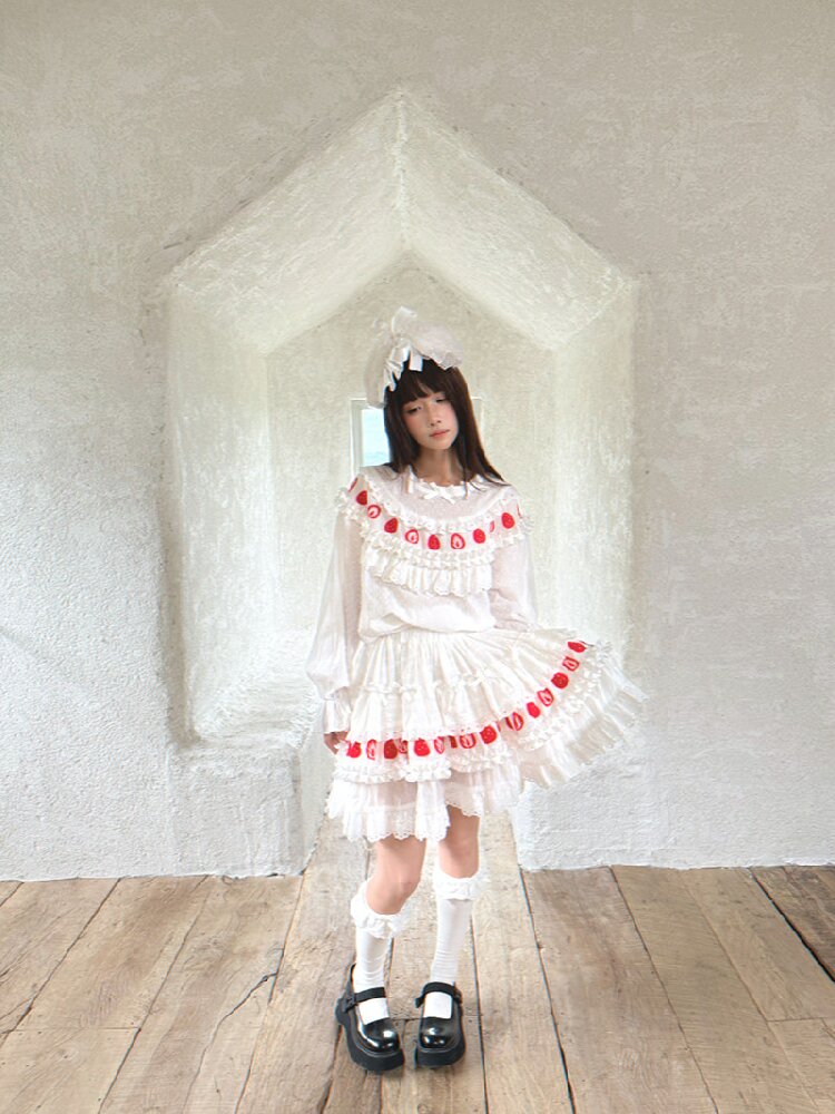 Cake Print Lace Bow Short Skirt【s0000018539】