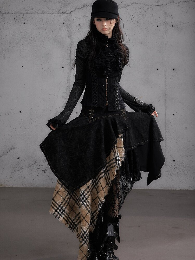 Ruffle Lace Long Sleeve Top【s0000019154】
