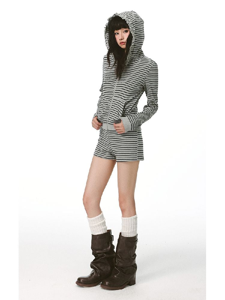 Striped Hooded Sweatshirt【s0000011417】