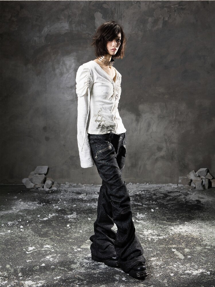 Printed Puff Sleeve Knit【s0000015954】