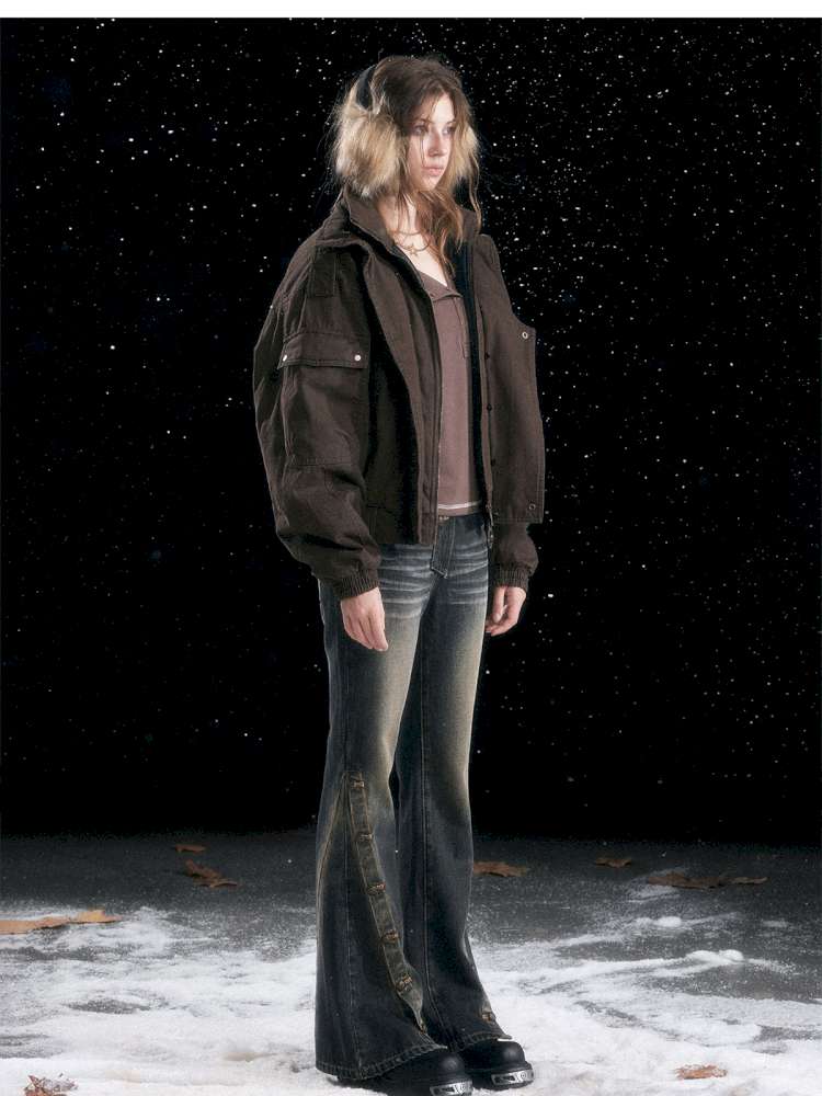 Vintage Distressed Flying Padded Jacket【s0000014673】