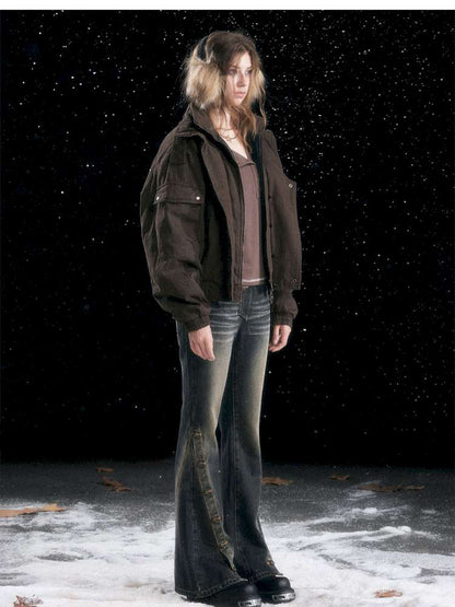 Vintage Distressed Flying Padded Jacket【s0000014673】