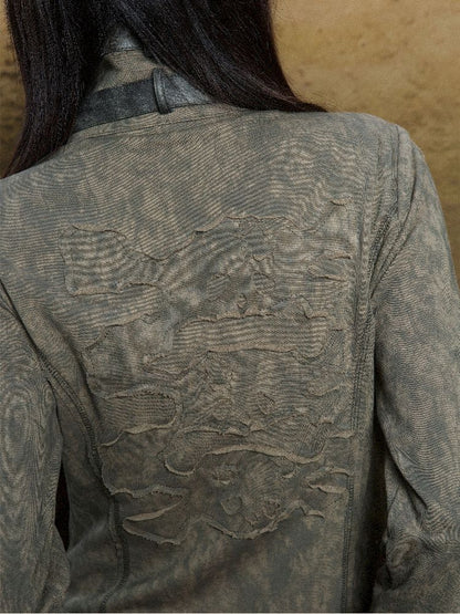 Skeleton Patchwork PU Sweatshirt 【s0000011803】