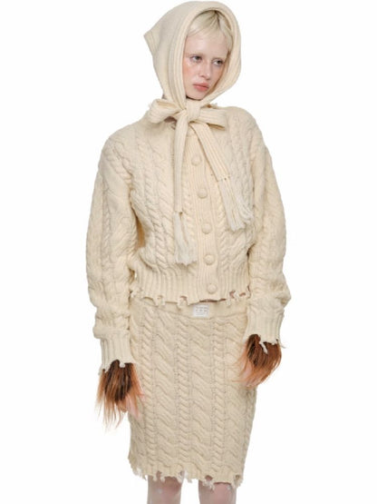 Twisted Flower Knit Cardigan Halter Skirt Set【s0000011570】