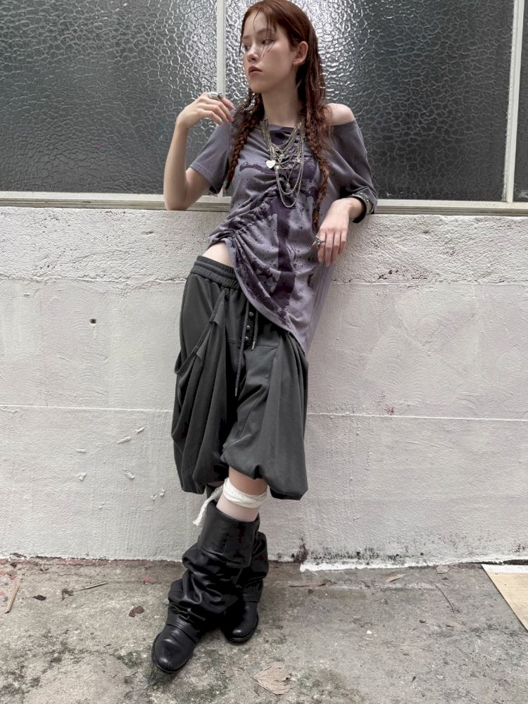 Drawstring Denim Girl Print T-Shirt【s0000012712】