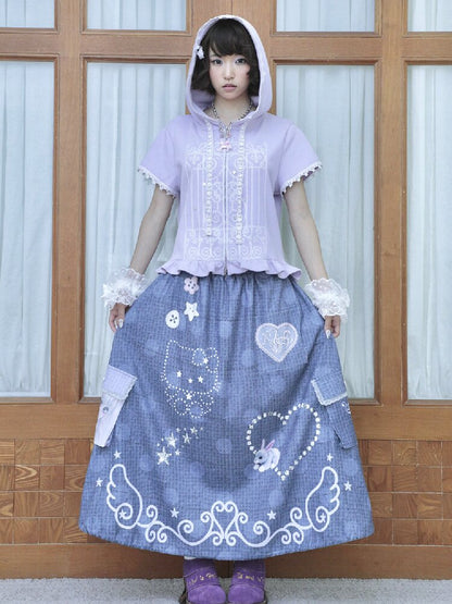 Faux Linen Polka Dot A-Line Skirt【s0000017131】