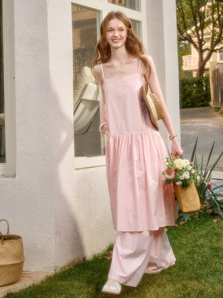 Pink Cotton Embroidered Shirt Dress【s0000015620】