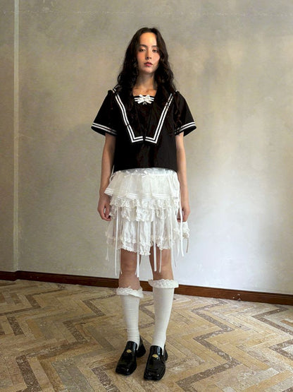 Double-layer bow-tie short skirt【s0000012764】