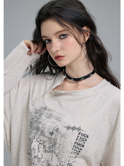 Slanted Shoulder Colored Knit Top【s0000016259】