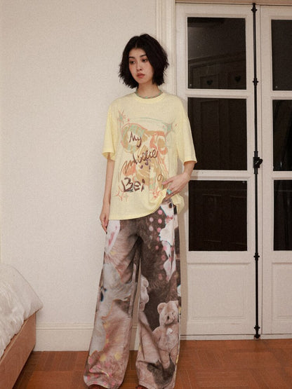 Doll Club Full Print Wide Leg Jeans【s0000015460】