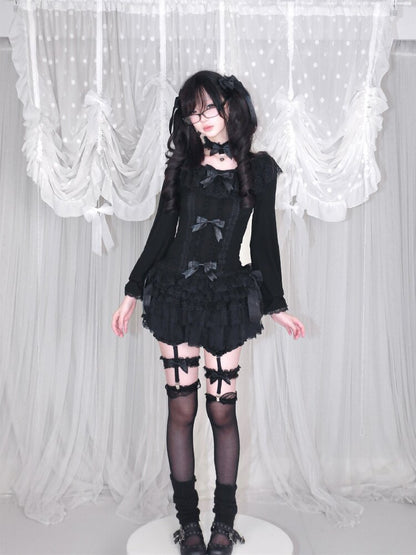 Multi-Layer Lace Bow Long Sleeve Shirt【s0000018533】