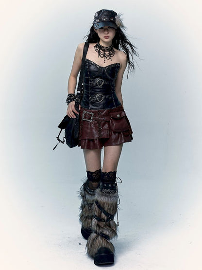 슬림 랩 짧은 가죽 가슴 판 [S0000011436]