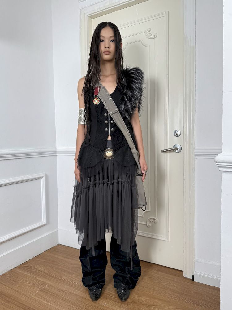 ブルレア　Tulle tiered skirt Tulle Pleated Tiered Layered Skirt【s0000013907】 – SCULTURE