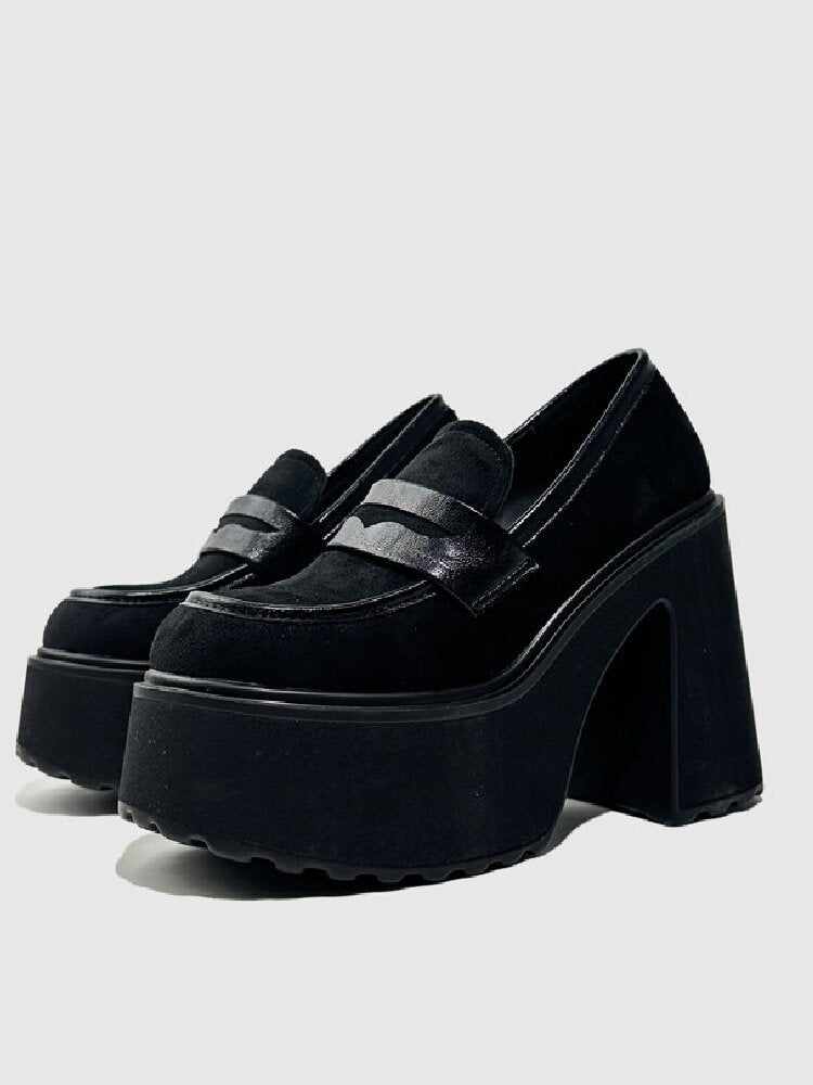 Matte Leather High Heel Loafers【s0000015716】