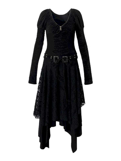 Lace Slimming Patchwork Knit Dress【s0000014467】