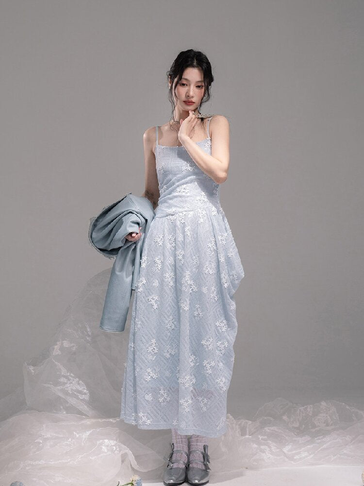 Ice Lake Gauze Embroidered Dress【s0000015744】