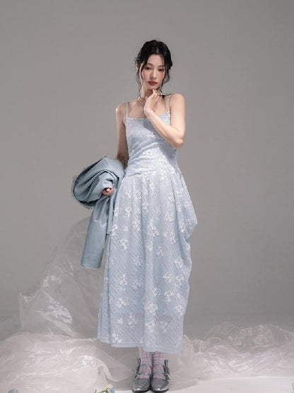 Ice Lake Gauze Embroidered Dress【s0000015744】