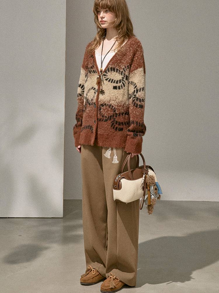 Oversized V-Neck Knit Cardigan【s0000014404】