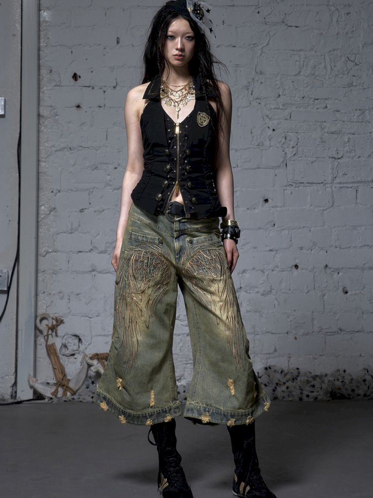 Slimming faux two-piece vest halter top【s0000012798】