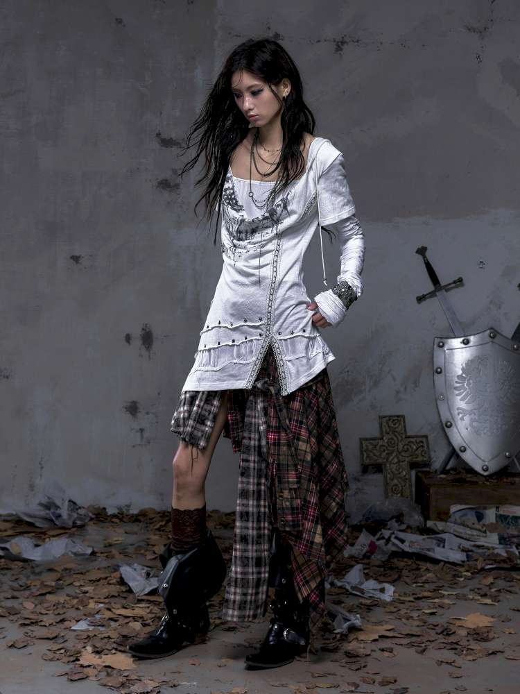 Patchwork long-sleeve layered dress【s0000014465】