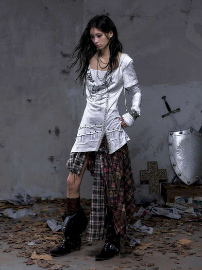 Patchwork long-sleeve layered dress【s0000014465】