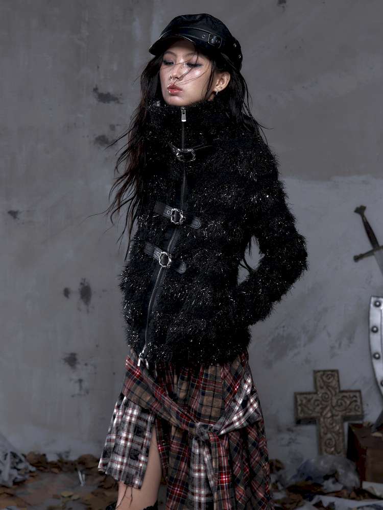 Leather Print Collared Coat【s0000014468】