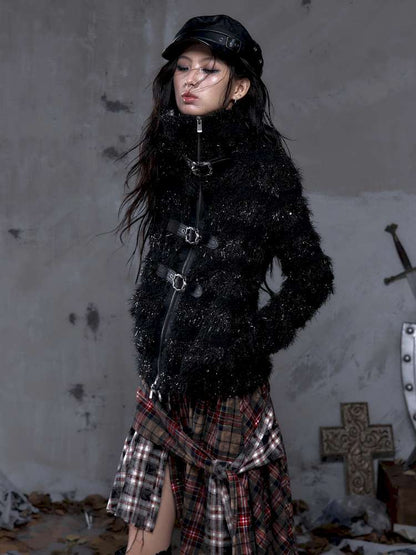 Leather Print Collared Coat【s0000014468】