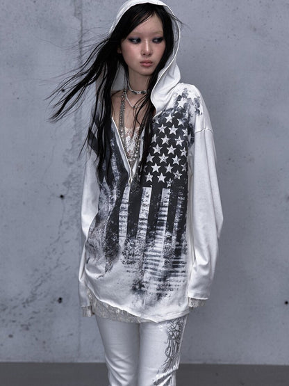 Lace Stitched Hooded T-Shirt【s0000015545】