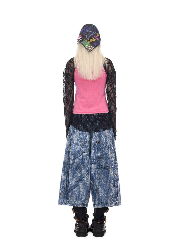 Genderless denim 8-inch shorts【s0000012982】