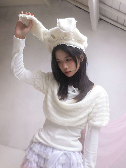 Rabbit-Eared Bendable Lace Beret【s0000014524】