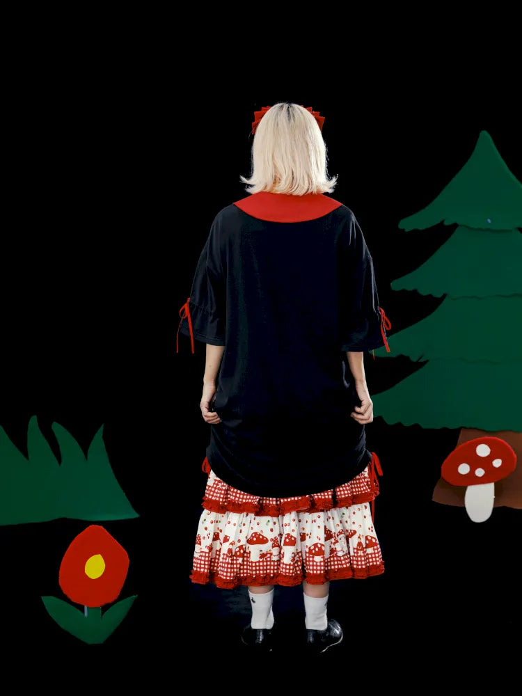 Original Pattern Drawstring Convertible T-Shirt Dress【s0000013932】