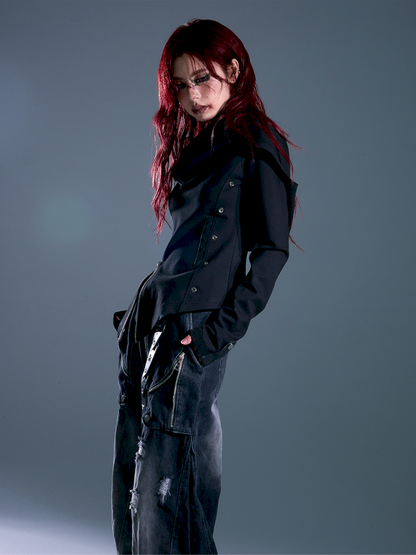 Asymmetric Slim-Fit Zipper Knit Cardigan【s0000013916】