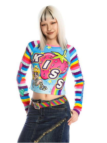 Sweet Cool Y2K Subculture Print Short Top【s0000014907】