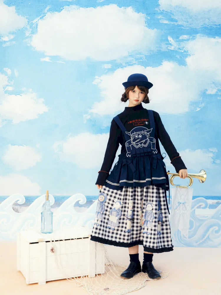 Navy Blue Layered Vest Apron【s0000014156】