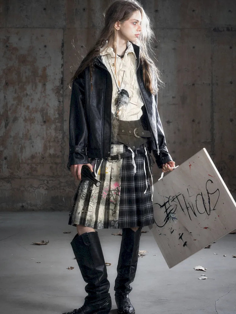 Checkered Belt Pleated Skirt【s0000013962】