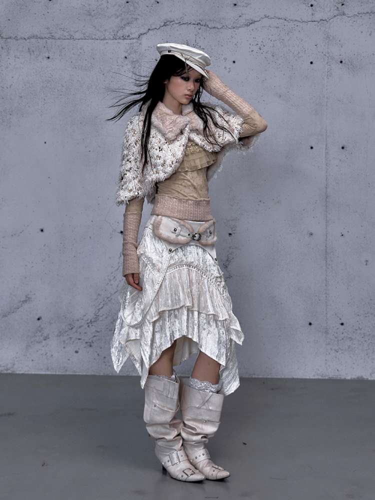 Vintage Lace Irregular Velvet Skirt【s0000014930】