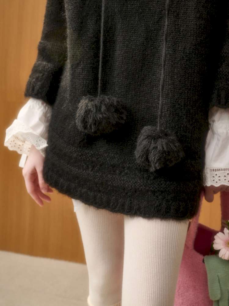 Wool Thick Hooded Fur Collar Knit Cape Skirt【s0000014890】
