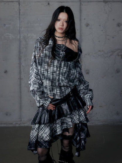 Back leather long sleeve sweater jacket【s0000013477】