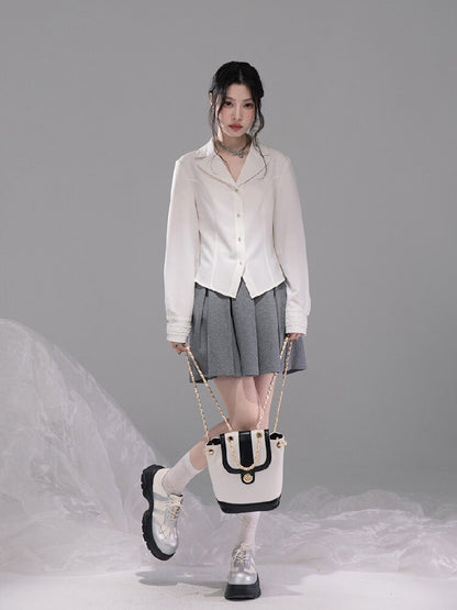 U-neck Sweatshirt Pleated Skirt Set【s0000015742】