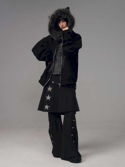 Cat Ears Leopard Print Fleece Hooded Jacket【s0000014708】