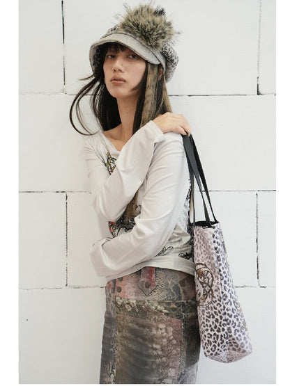 Snow Leopard Vintage Patchwork Hat【s0000018071】