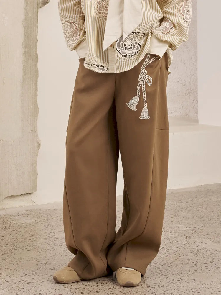 Loose-Knot Straight-Leg Wide-Leg Pants【s0000014046】