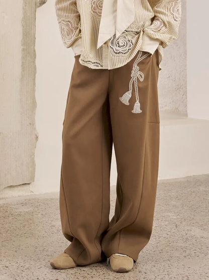 Loose-Knot Straight-Leg Wide-Leg Pants【s0000014046】