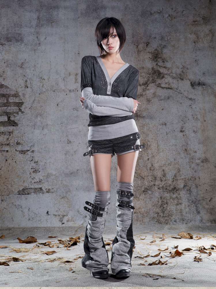 High-Stretch Printed Rhinestone Knit Top【s0000014490】