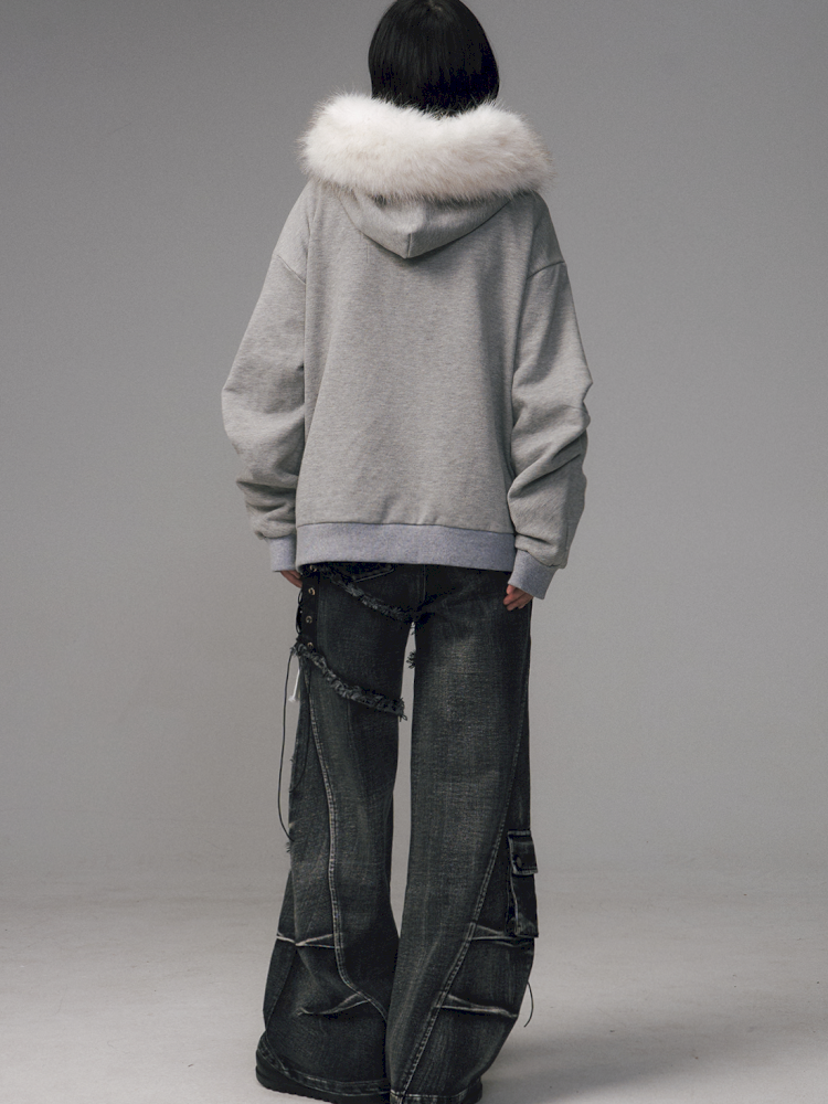 Tie-Front Printed Half-Zip Hoodie【s0000014452】