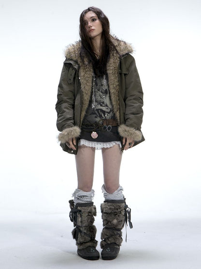 Fur Collar Mid-length Parka【s0000011266】