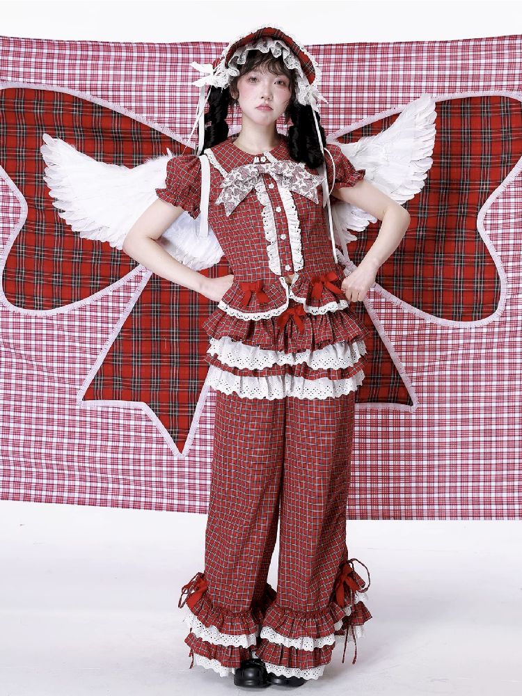 Plaid Short Sleeve Blouse【s0000012189】