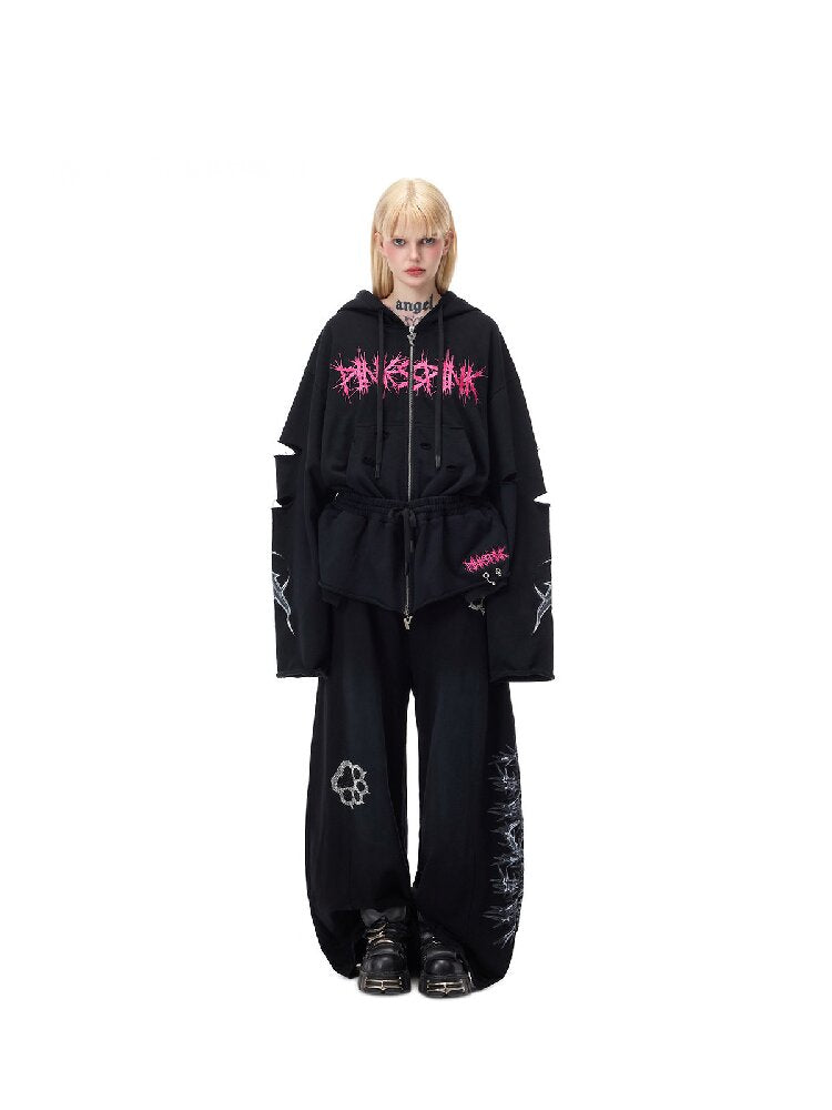 Riveted Hole Design Hooded Sweatshirt【s0000017728】